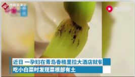 孕婦在青島香格里拉大酒店就餐時發現小白菜沒有<em>被</em>處理干凈