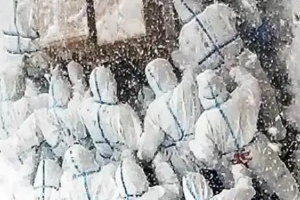 大連海洋大學(xué)志愿者冒雪送防疫物資